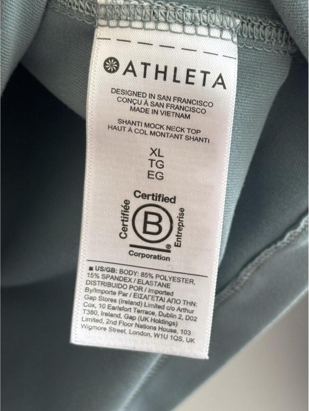 Athleta Shanti Mock Neck Crop Top XL Green PowerVita Open Back Yoga Shirt - Picture 7 of 8
